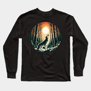 Low Poly Howling Wolf Long Sleeve T-Shirt